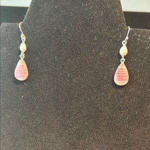 Rhodochrosite Teardrop Earrings